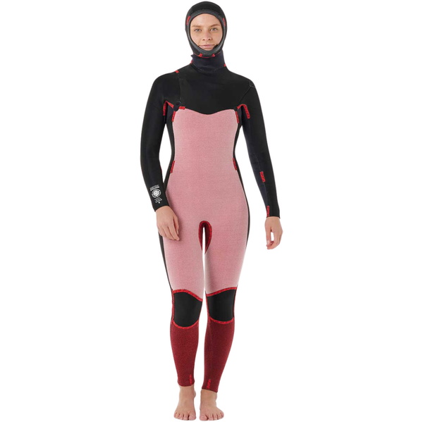 2026 Rip Curl Womens Dawn Patrol 5/4mm Hooded Chest Zip Wetsuit 15YWFS - Black